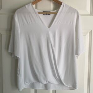 MICHAEL STARS Layered Draped Front Top V-Neck Short Sleeve Size L